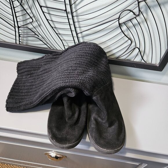 Aldo | Black Suede and Wool Flat and Slouchy Customizable Boots - Picture 3 of 12